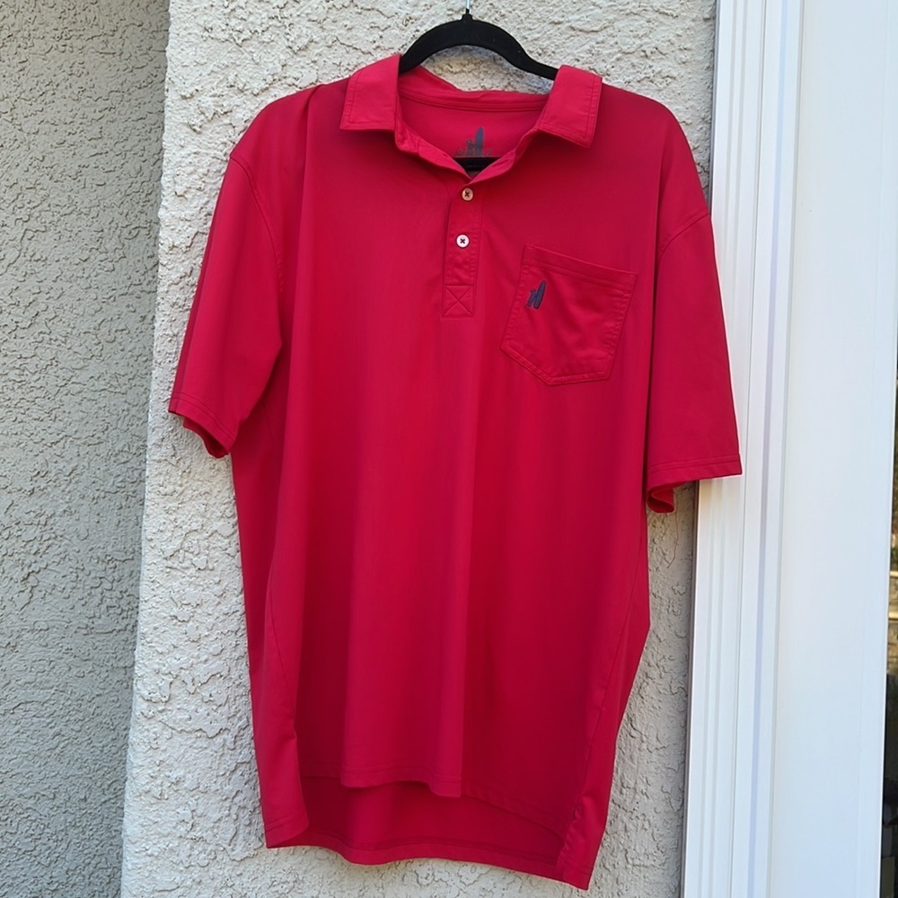 Johnnie-O Men's Coral Red Short Sleeve Golf Polo Casual Shirt Size L